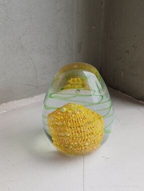 Handblown Glass Sea Urchin Paperweight - Yellow